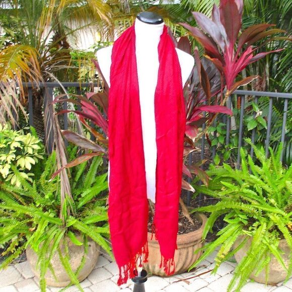 Liz Claiborne Red Striped Scarf - Picture 3 of 6